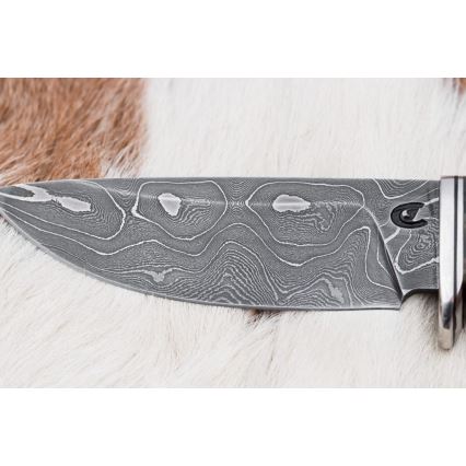Couteau de chasse en acier de Damas 9,7 cm noyer/érable