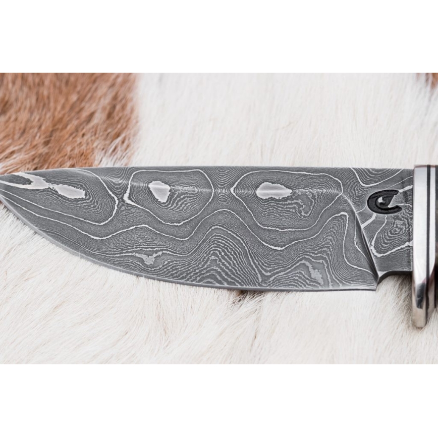 Couteau de chasse en acier de Damas 9,7 cm noyer/érable