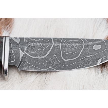 Couteau de chasse en acier de Damas 9,7 cm noyer/érable