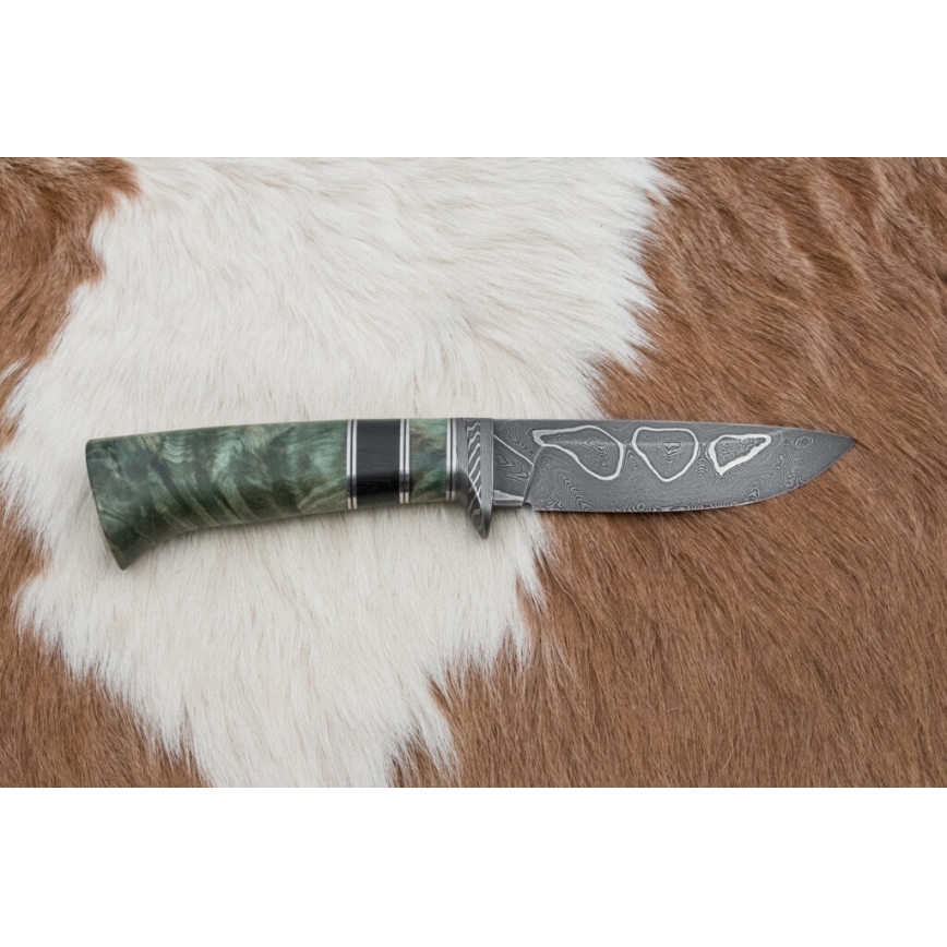 Couteau en acier de Damas unique 11,6 cm érable/ébène