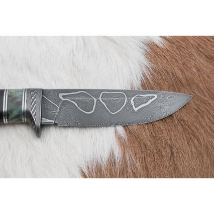 Couteau en acier de Damas unique 11,6 cm érable/ébène