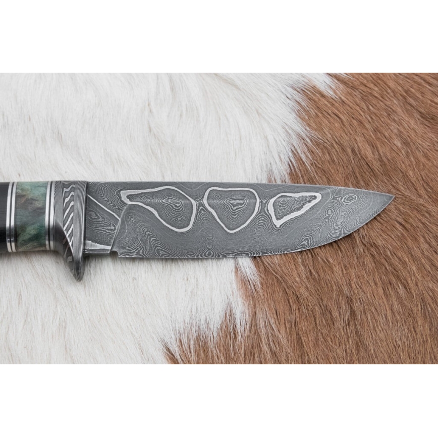Couteau en acier de Damas unique 11,6 cm érable/ébène