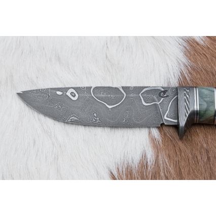Couteau en acier de Damas unique 11,6 cm érable/ébène