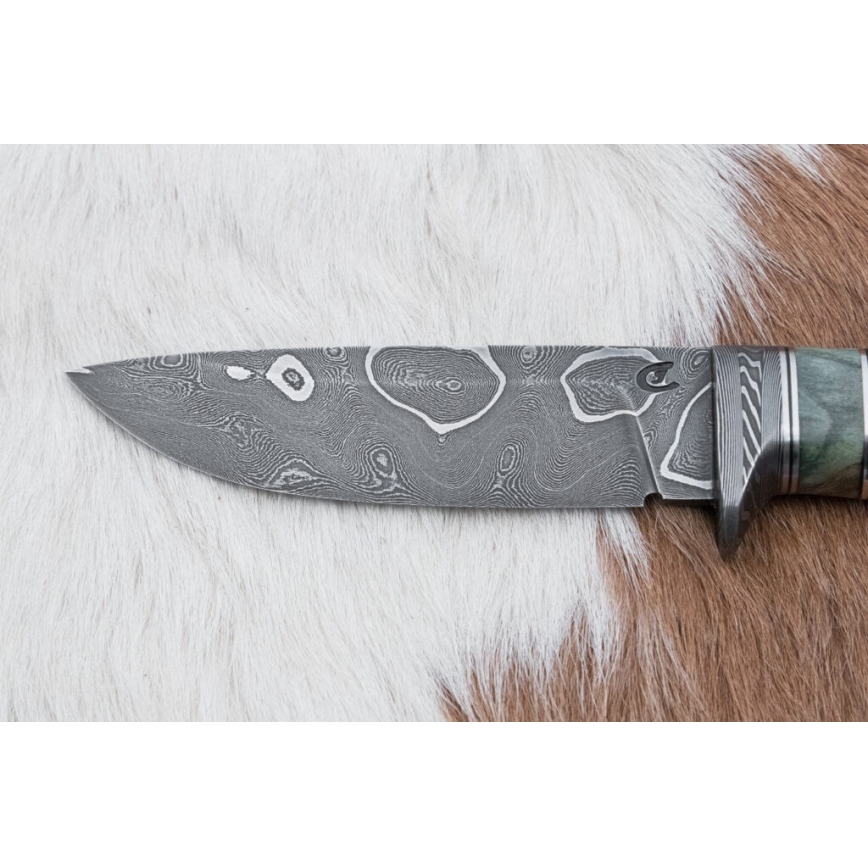 Couteau en acier de Damas unique 11,6 cm érable/ébène