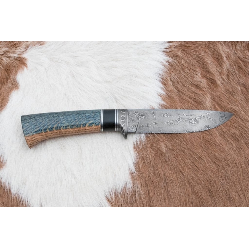 Couteau en acier de Damas unique 12,7 cm chêne/ébène