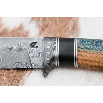 Couteau en acier de Damas unique 12,7 cm chêne/ébène