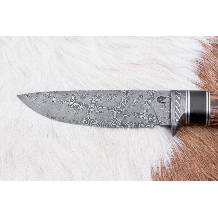 Couteau en acier de Damas unique 12 cm bocote/ébène