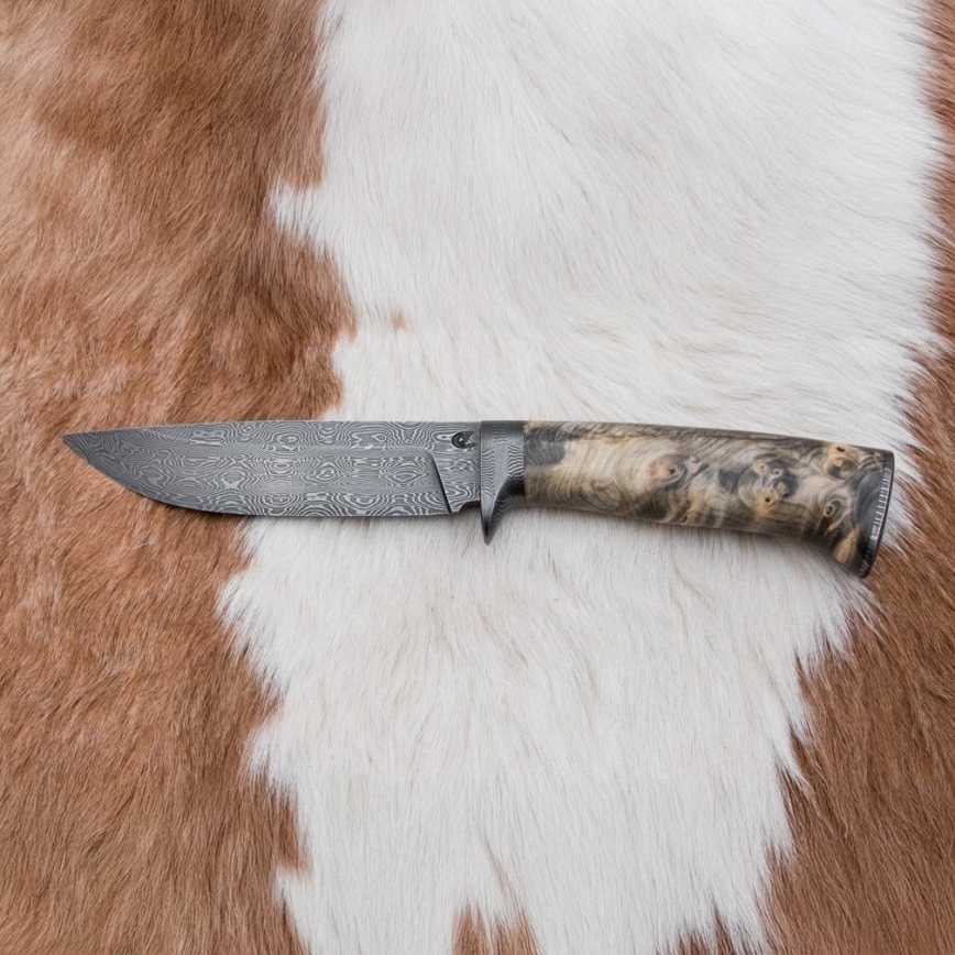Couteau en acier de Damas unique 13 cm châtaignier