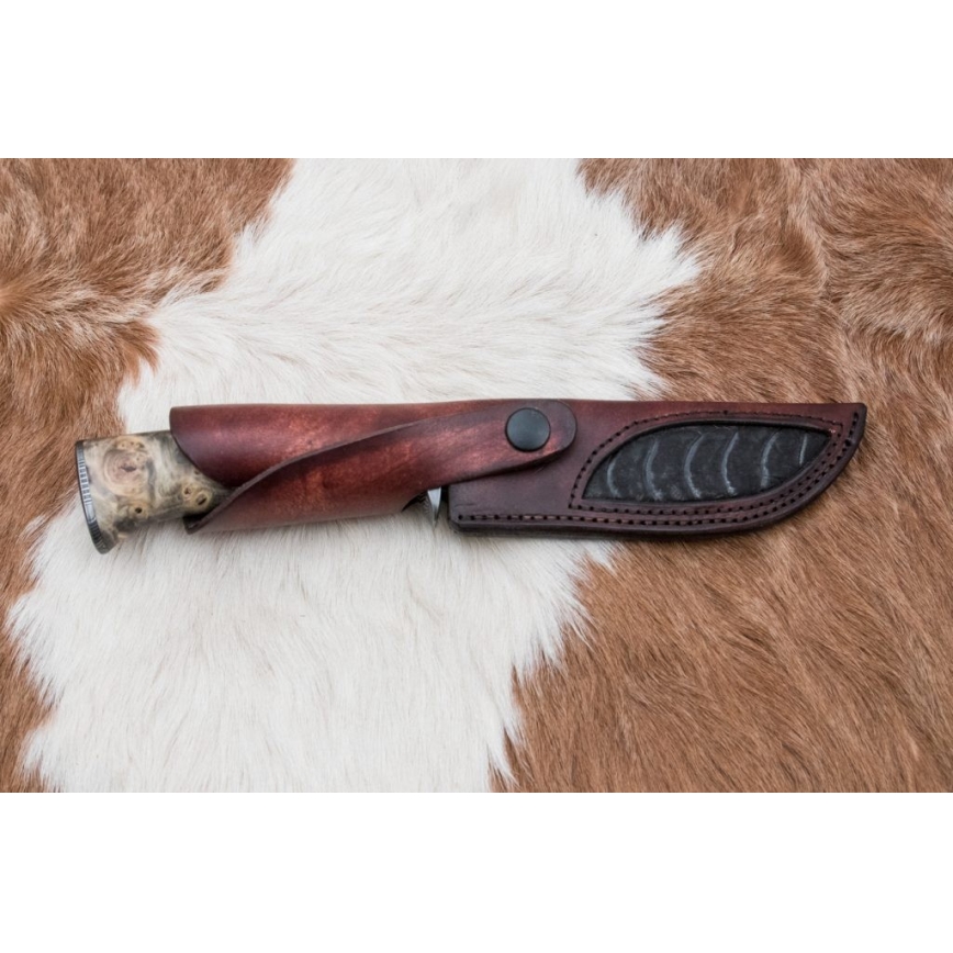Couteau en acier de Damas unique 13 cm châtaignier