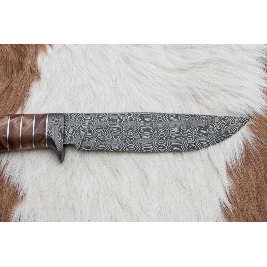 Couteau en acier de Damas unique 14,4 cm châtaignier/dent de mammouth