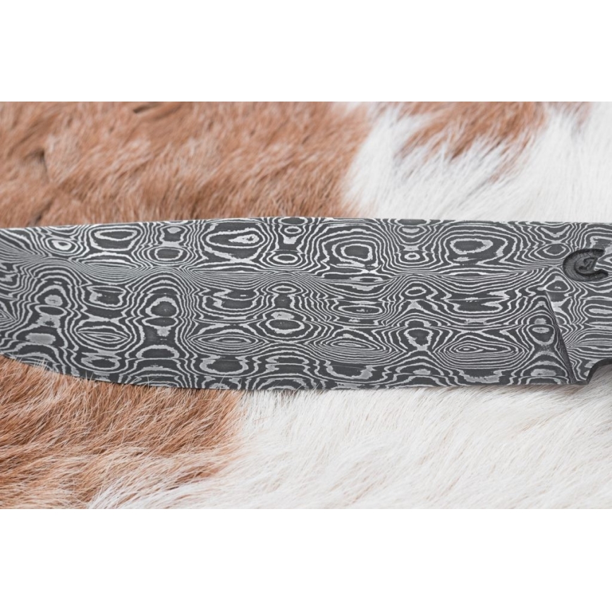 Couteau en acier de Damas unique 14,4 cm châtaignier/dent de mammouth