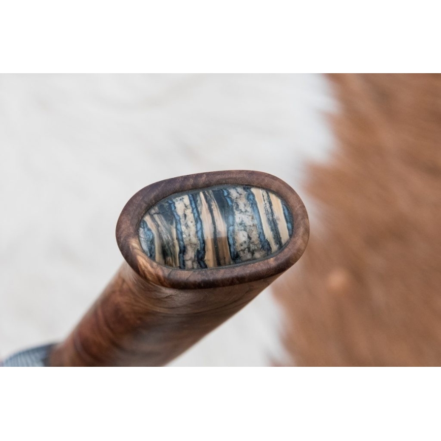 Couteau en acier de Damas unique 14,4 cm châtaignier/dent de mammouth