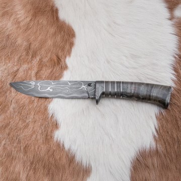 Couteau en acier de Damas unique 14 cm frêne