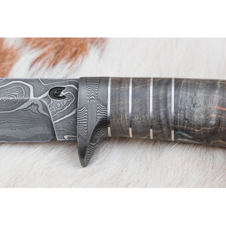 Couteau en acier de Damas unique 14 cm frêne