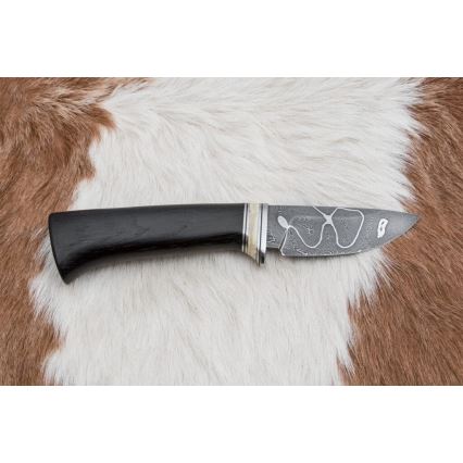 Couteau en acier de Damas unique 8,6 cm chêne/os de chameau