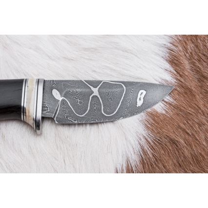 Couteau en acier de Damas unique 8,6 cm chêne/os de chameau