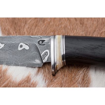 Couteau en acier de Damas unique 8,6 cm chêne/os de chameau