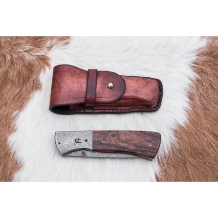 Couteau pliant en acier de Damas 8 cm bois de fer