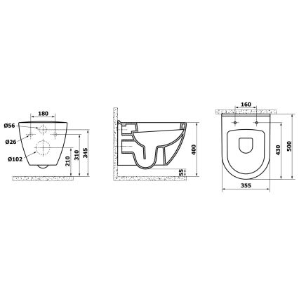 Creavit - Wand-WC PAULA Keramik/Weiß