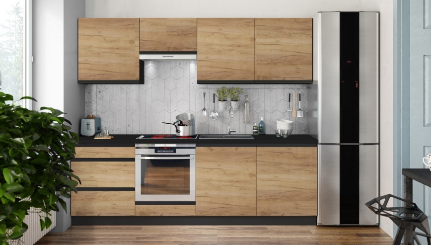 Cucina componibile MARINA 240 cm, rovere craft