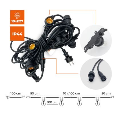 Da esterno catena decorativa MIMOSA 10xE27/1,3W/230V IP44 10 m