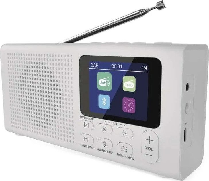 DAB DAB+ FM Radio 3W/5V/4xAA Weiß