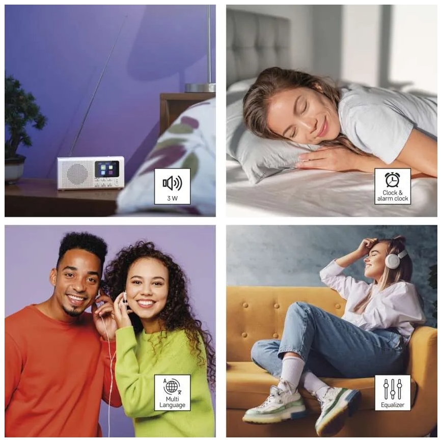 DAB DAB+ FM Radio 3W/5V/4xAA Weiß
