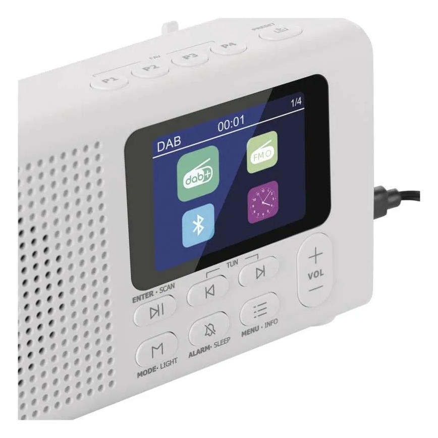 DAB DAB+ FM Radio 3W/5V/4xAA Weiß
