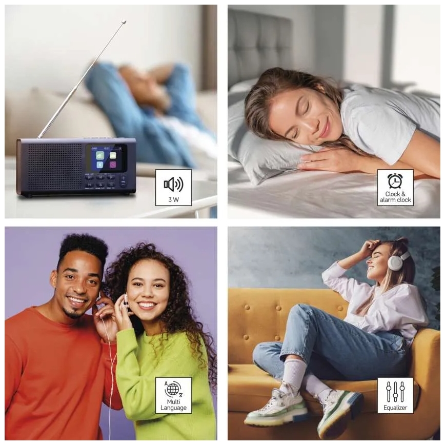 DAB DAB+ FM Radio 3W/5V/4xAA schwarz