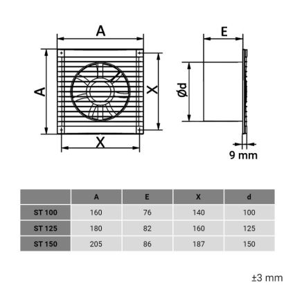 Dalap 1220 - Ventilateur axial avec grille 125 ST 16W/230V