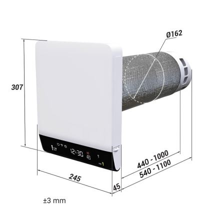 Dalap 25BP160 - Wohnraum-Lüftungsgerät BRISE 160 PROFI 22W/230V Wi-Fi + Fernbedienung