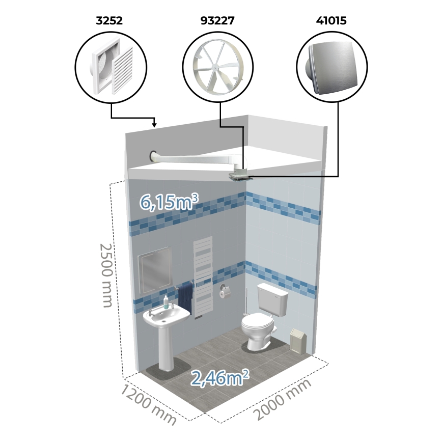Dalap 41017 - Ventilateur axial avec minuterie et capteur d'humidité 100 BFAZW 16W/230V