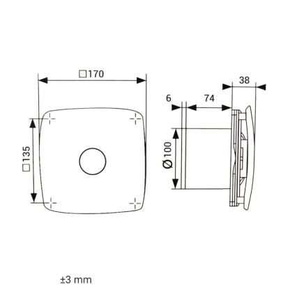 Dalap 41093 - Ventilatore assiale 100 ONYX 14W/230V