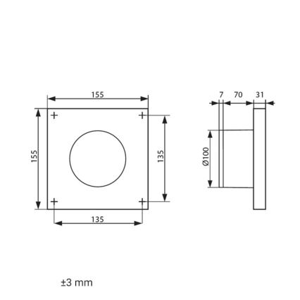 Dalap 41095ZW - Ventilatore assiale con temporizzatore e sensore di umidità 100 DARK ZW 8,4W/230V