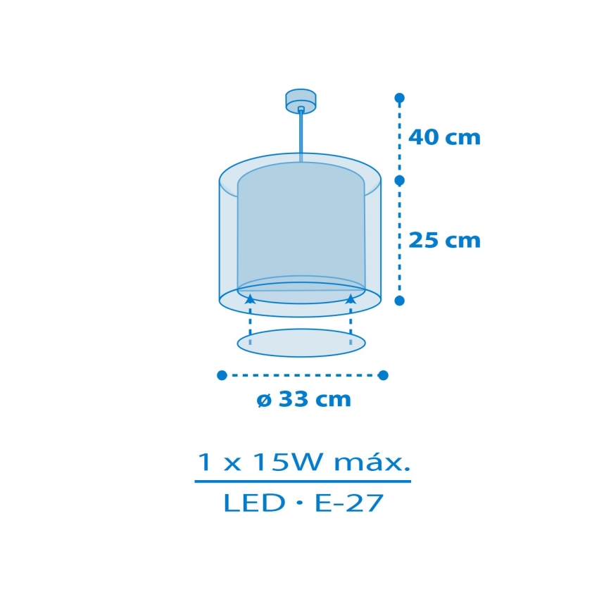 Dalber 40672 - Lustre pour enfants WORLD 1xE27/15W/230V bleu