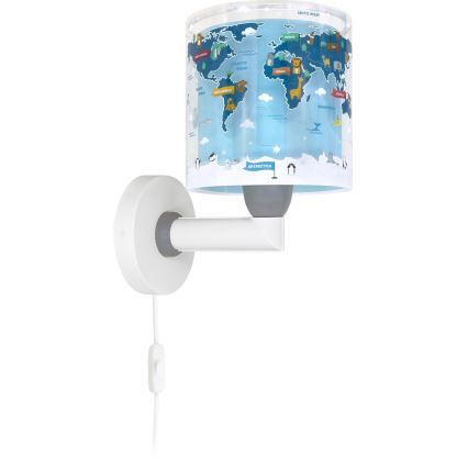 Dalber 40679 - Lampada da parete per bambini WORLD 1xE27/15W/230V blu