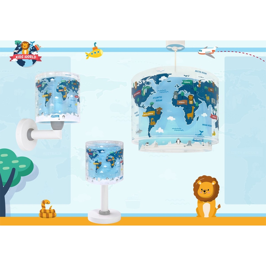 Dalber 40679 - Lampada da parete per bambini WORLD 1xE27/15W/230V blu