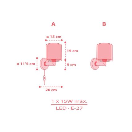 Dalber 41199 - Kinder-Wandleuchte RAINBOW 1xE27/15W/230V mehrfarbig