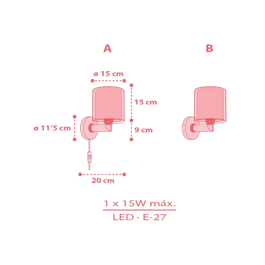 Dalber 41199 - Lampada da parete per bambini RAINBOW 1xE27/15W/230V multicolore
