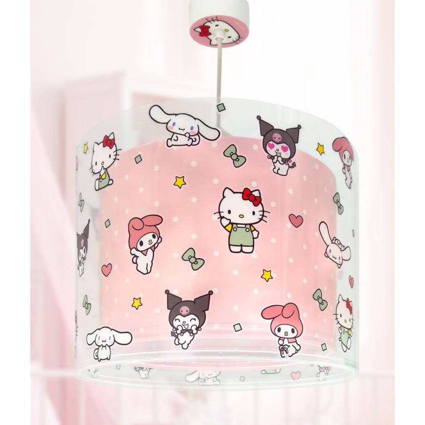 Dalber 41252 - Lampadario per bambini HELLO KITTY&FRIENDS 1xE27/15W/230V rosa