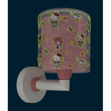 Dalber 41259 - Lampada da parete per bambini HELLO KITTY&FRIENDS 1xE27/15W/230V rosa