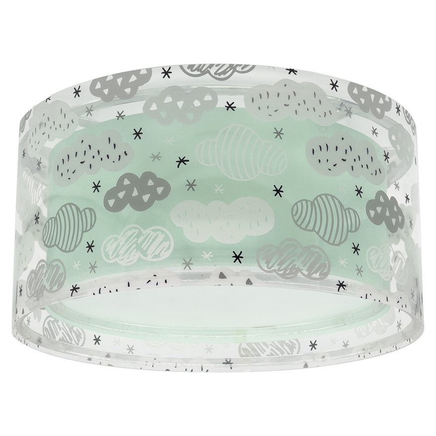 Dalber 41416H - Plafonnier enfant CLOUDS 2xE27/60W/230V vert