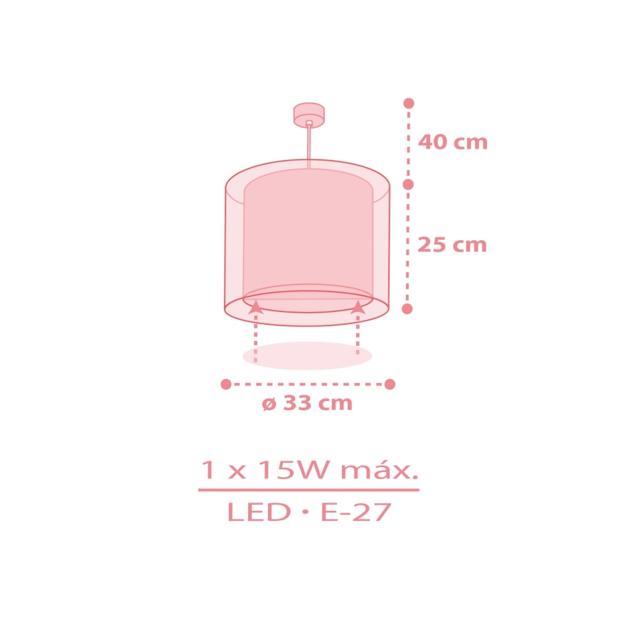 Dalber 41572S - Lampadario per cameretta BABY TEDDY 1xE27/15W/230V rosa