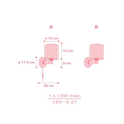 Dalber 41579S - Lampada da parete per bambini BABY TEDDY 1xE27/15W/230V rosa