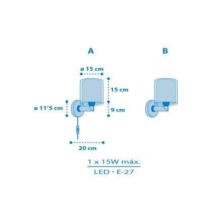 Dalber 41579T - Lampada da parete per bambini BABY TEDDY 1xE27/15W/230V blu