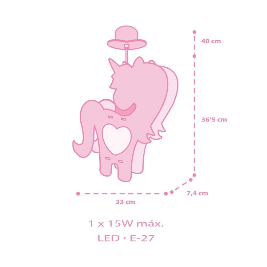 Dalber 41597 - Hängeleuchte für Kinder UNICORN 1xE27/15W/230V
