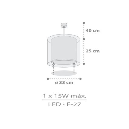 Dalber 41762E - Lampadario per cameretta KAWAII FRIENDS 1xE27/15W/230V grigio