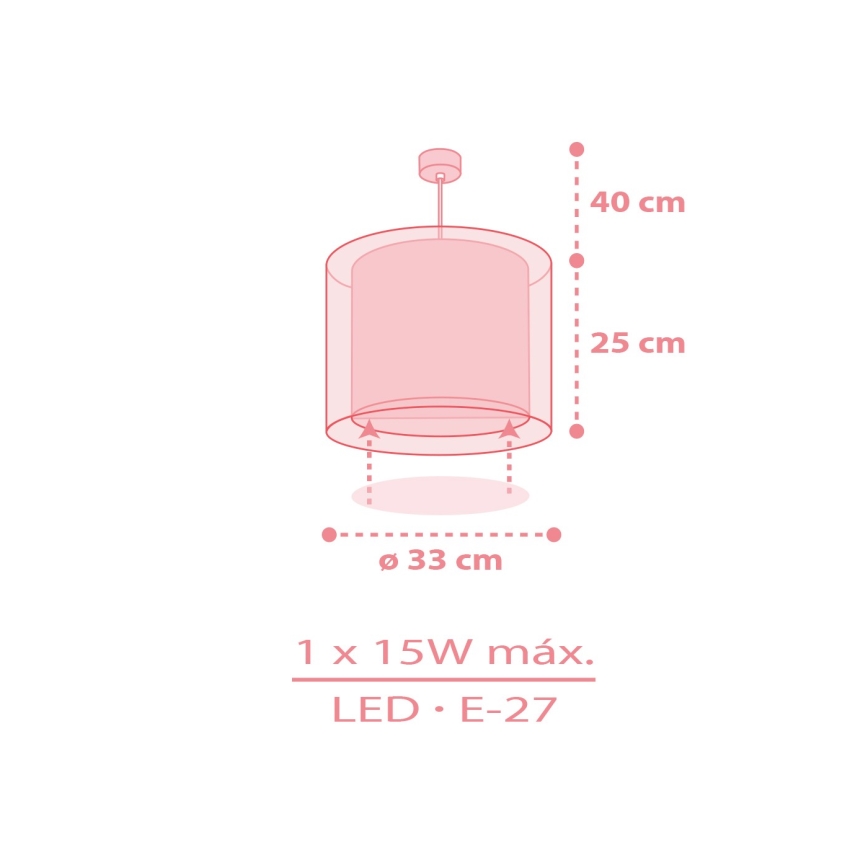 Dalber 41762S - Lustre pour enfants KAWAII FRIENDS 1xE27/15W/230V rose