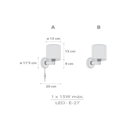 Dalber 41769E - Lampada da parete per bambini KAWAII FRIENDS 1xE27/15W/230V grigia