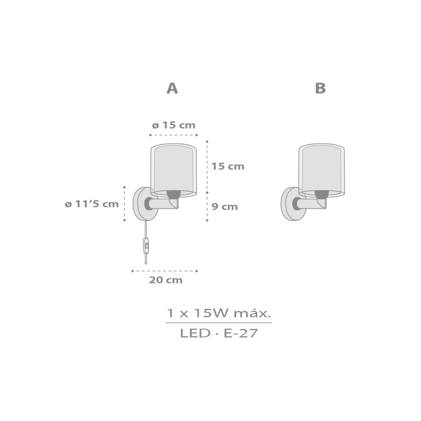 Dalber 41769E - Lampada da parete per bambini KAWAII FRIENDS 1xE27/15W/230V grigia
